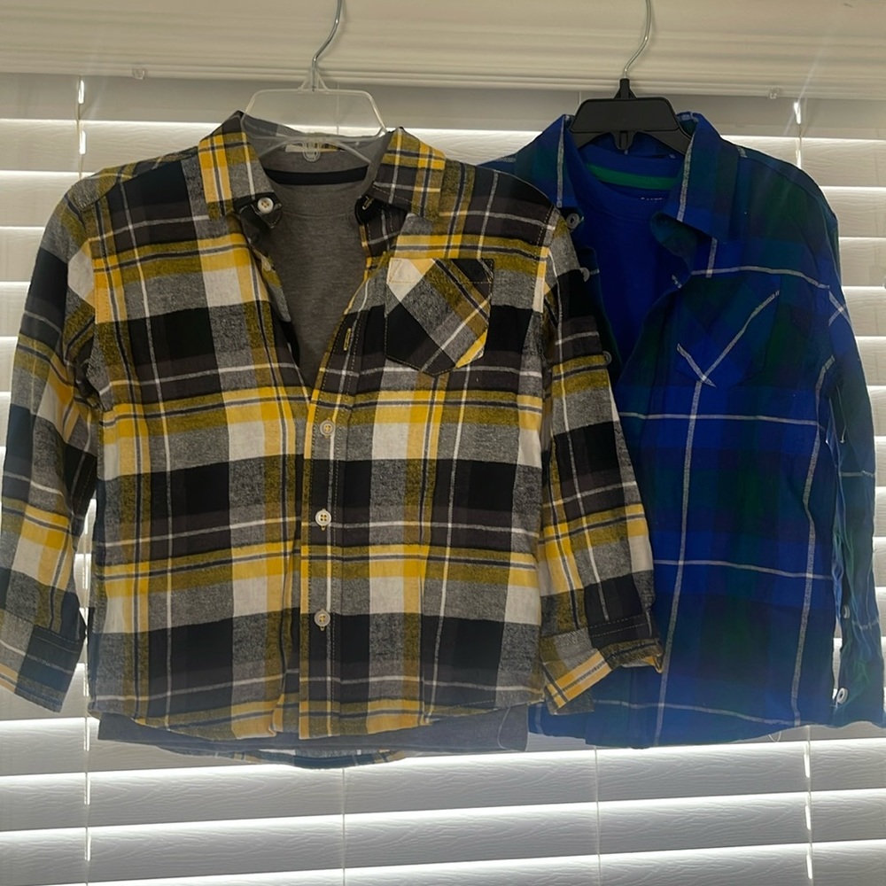 Boys two piece tshirt and shirt plaid sets